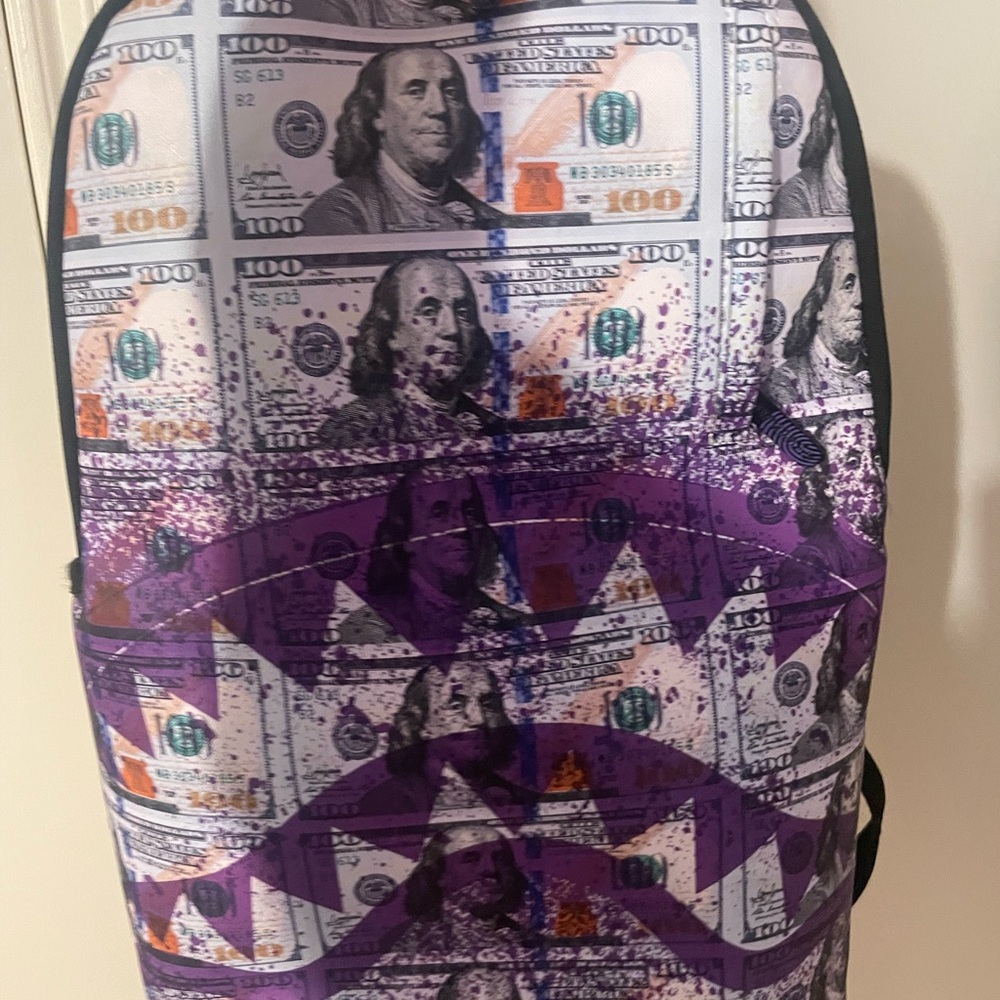 Sprayground Money Print Backpack - Purple and Black